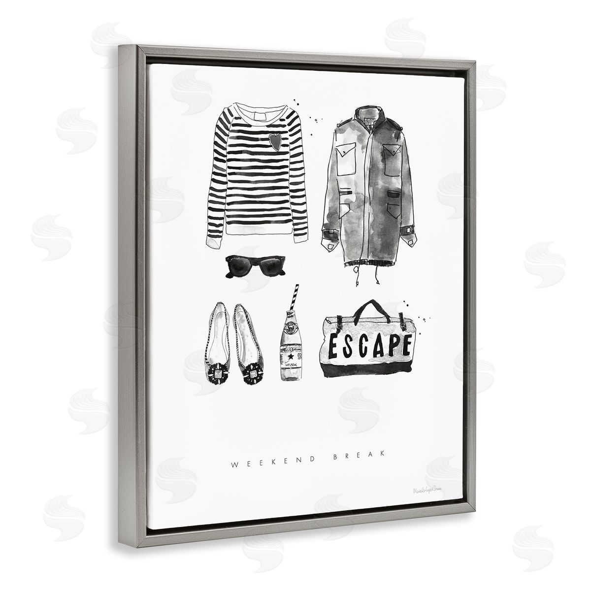 Mercedes Lopez Charro Weekend Break Phrase Glam Fashion Mood Board Gray Floater Frame Canvas Art