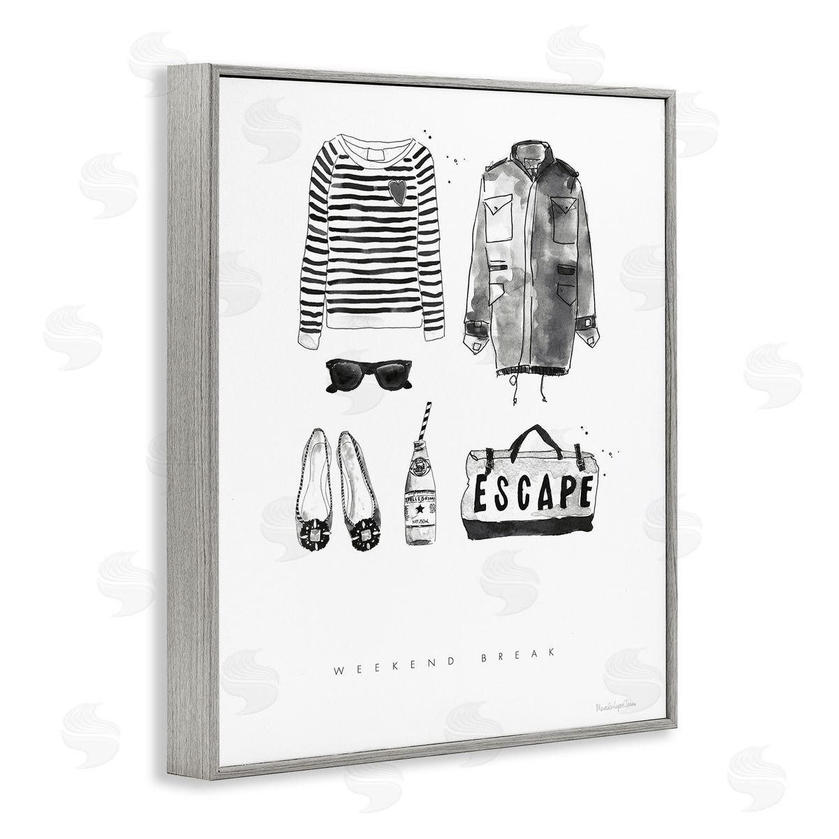 Mercedes Lopez Charro Weekend Break Phrase Glam Fashion Mood Board Gray Framed Giclee Wall Art