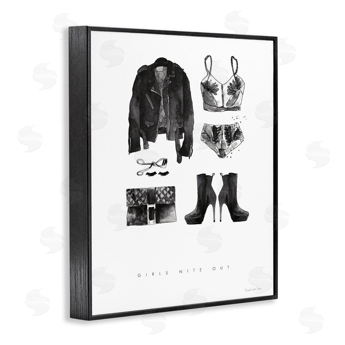 Mercedes Lopez Charro Girls Nite Out Slang Quote Female Fashion Mood Black Framed Giclee Wall Art