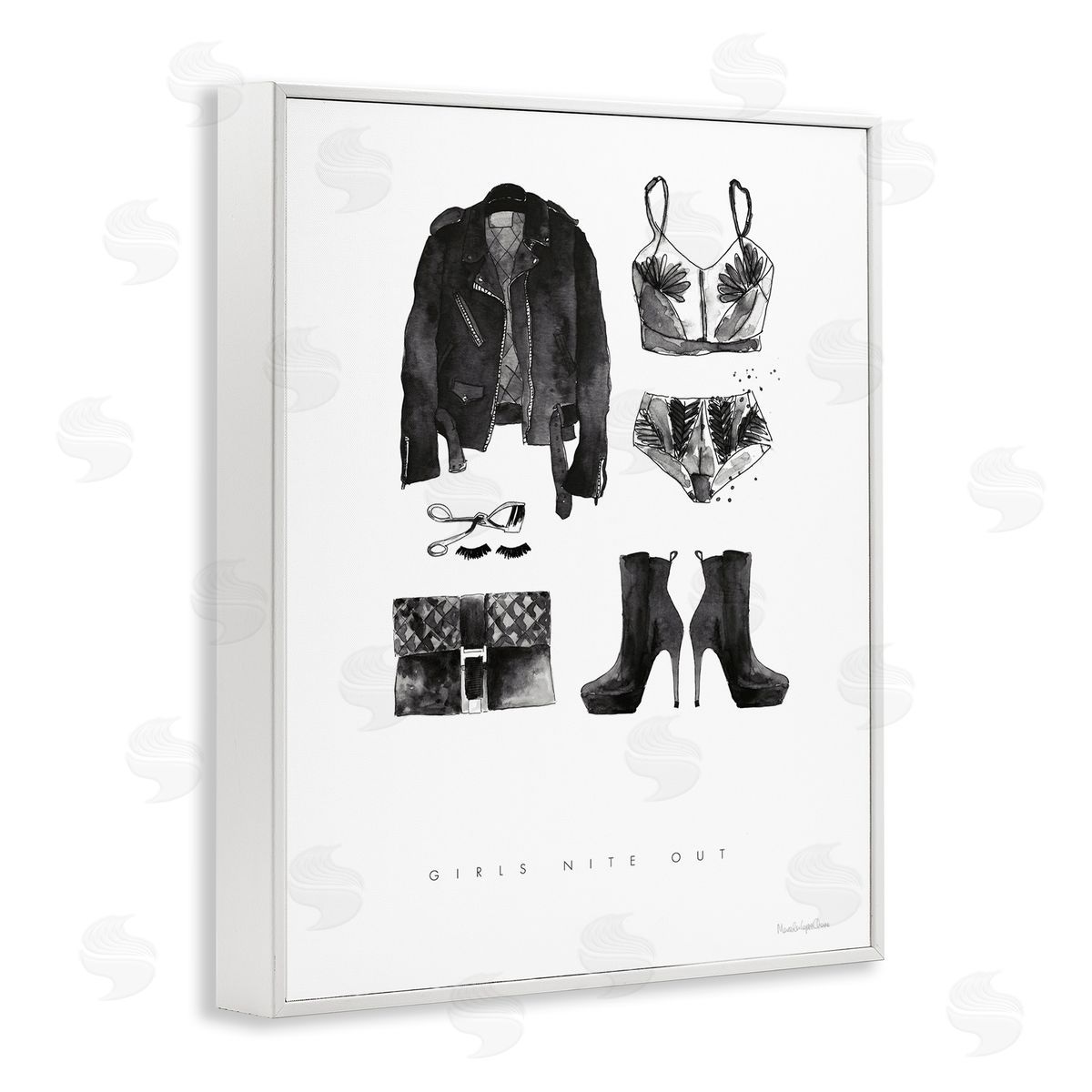 Mercedes Lopez Charro Girls Nite Out Slang Quote Female Fashion Mood White Framed Giclee Wall Art