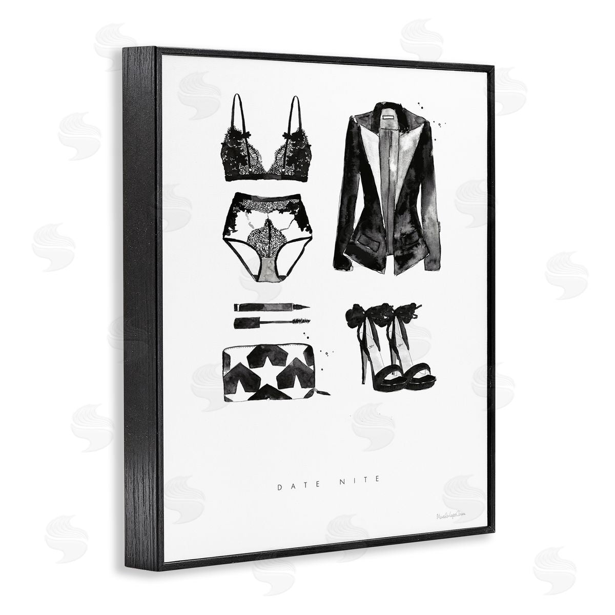 Mercedes Lopez Charro Date Nite Slang Quote Female Fashion Mood Black Framed Giclee Wall Art