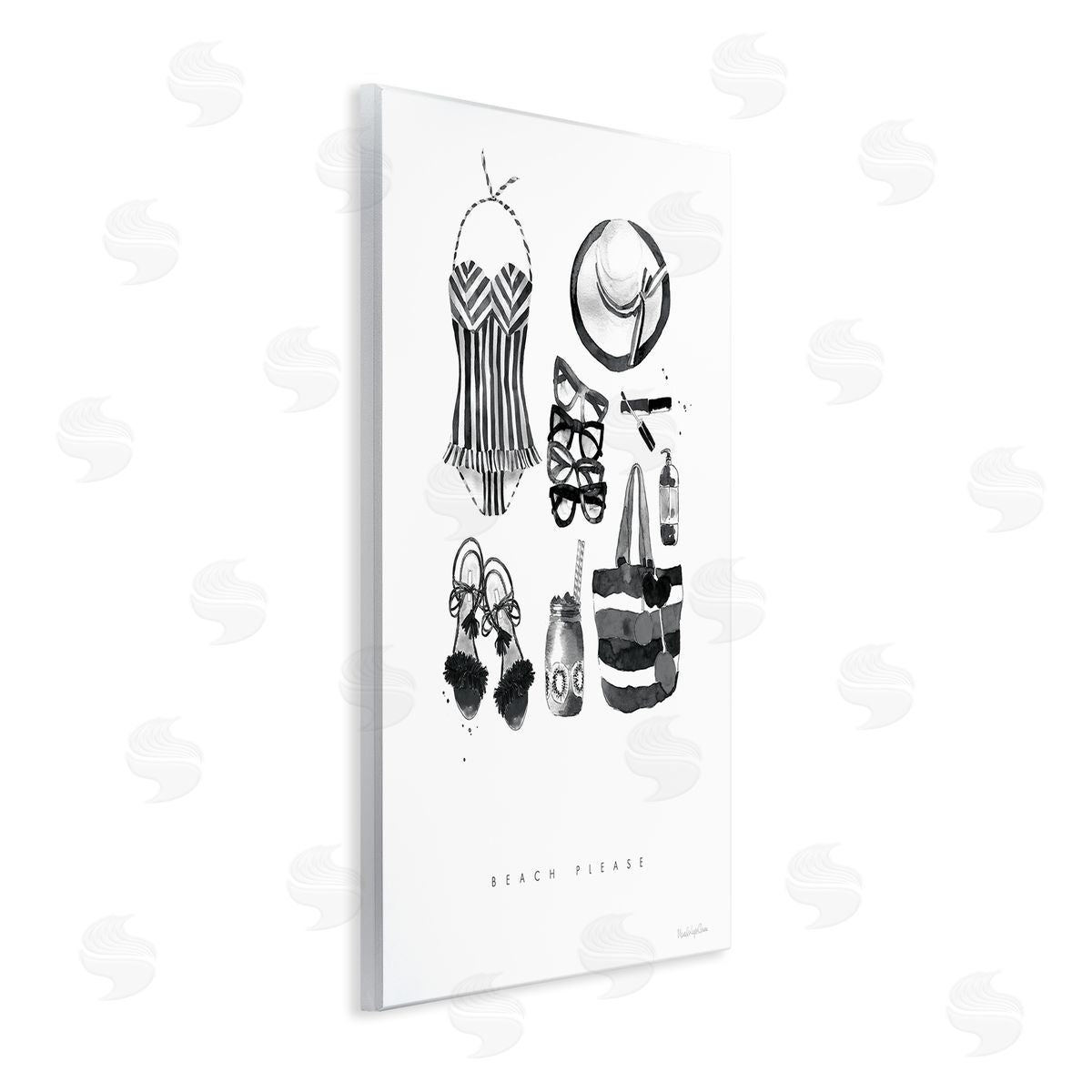 Mercedes Lopez Charro Beach Please Phrase Black White Female Fashion Wall Plaque Art