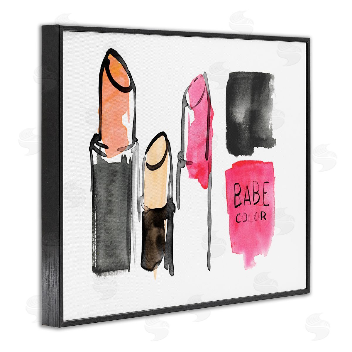 Jennifer Paxton Parker Watercolor Pink Cosmetics Abstract Fashion Still Life Black Framed Giclee Wall Art