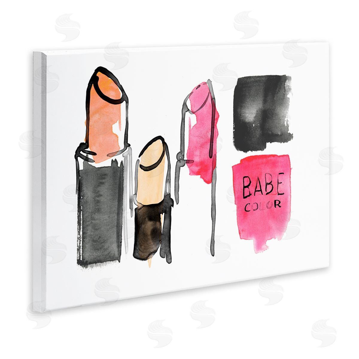 Jennifer Paxton Parker Watercolor Pink Cosmetics Abstract Fashion Still Life Wall Plaque Art