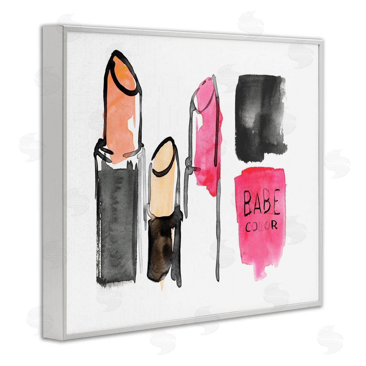 Jennifer Paxton Parker Watercolor Pink Cosmetics Abstract Fashion Still Life White Framed Giclee Wall Art