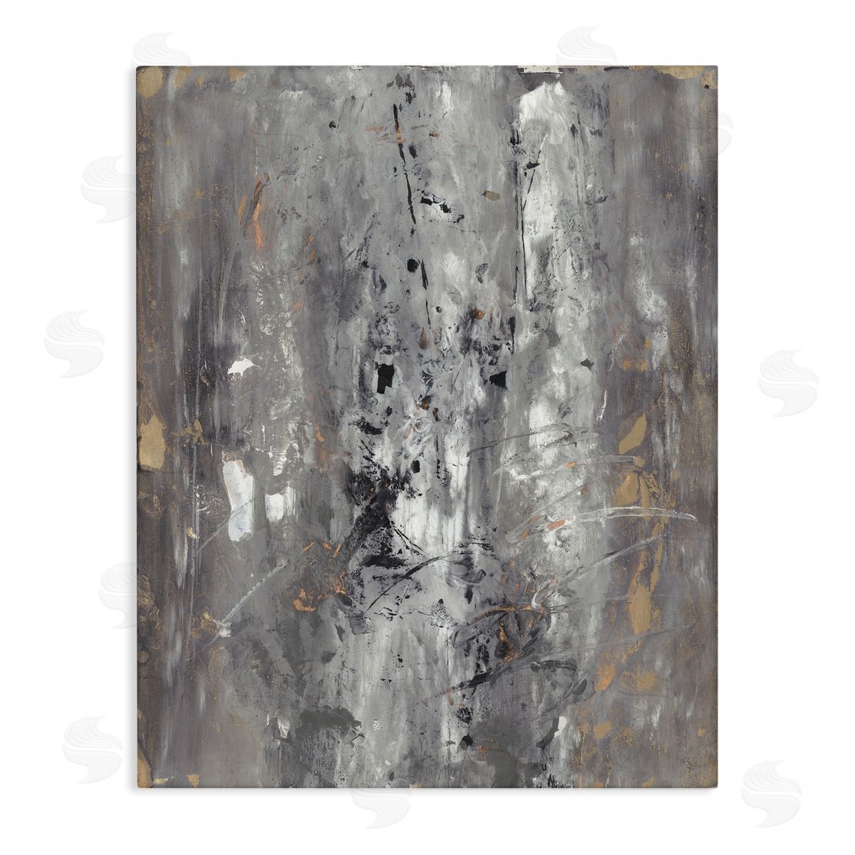 Joyce Combs Ancient Mark Inspired Abstraction Grey Brown Design Canvas Wall Art