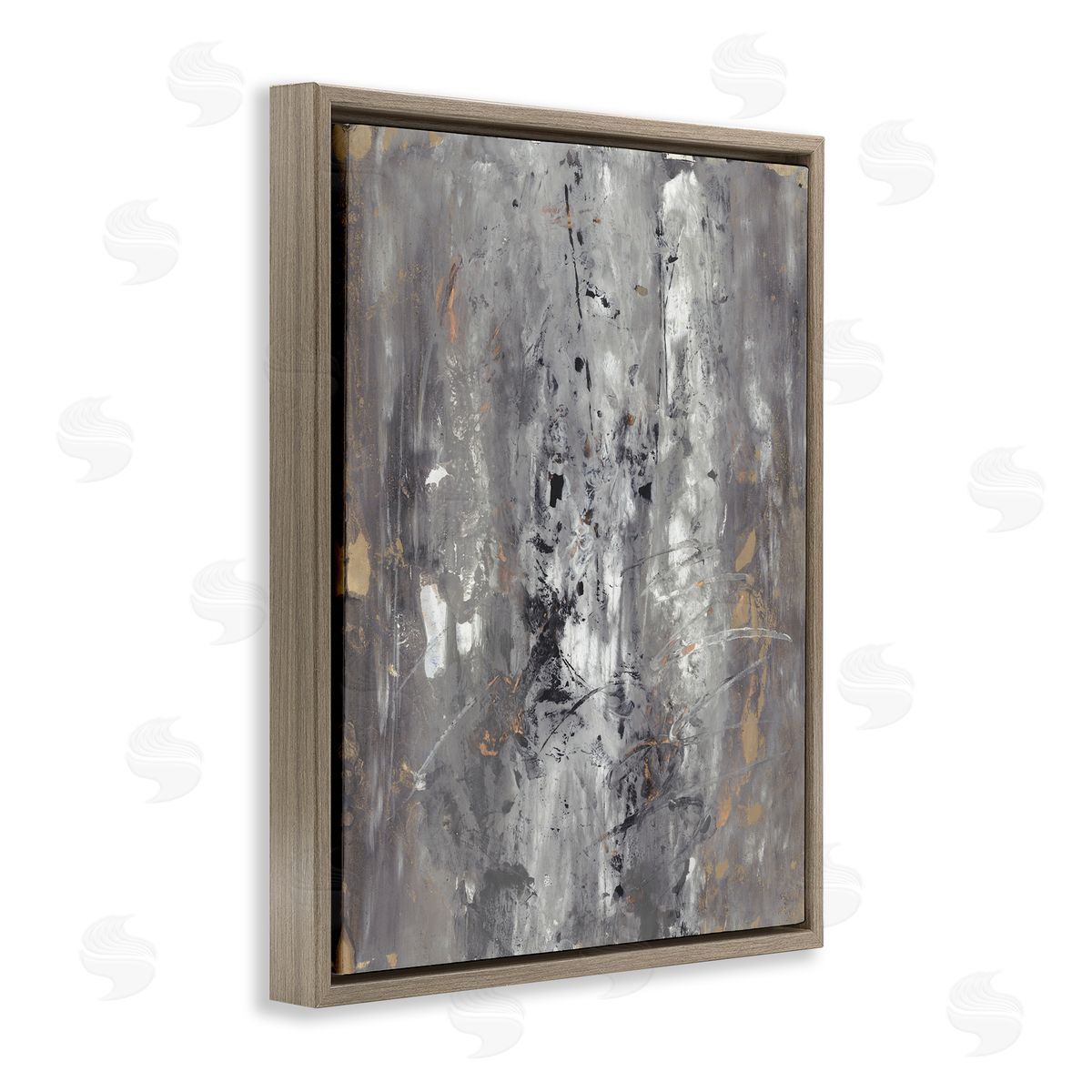 Joyce Combs Ancient Mark Inspired Abstraction Grey Brown Design Brown Floater Frame Canvas Art