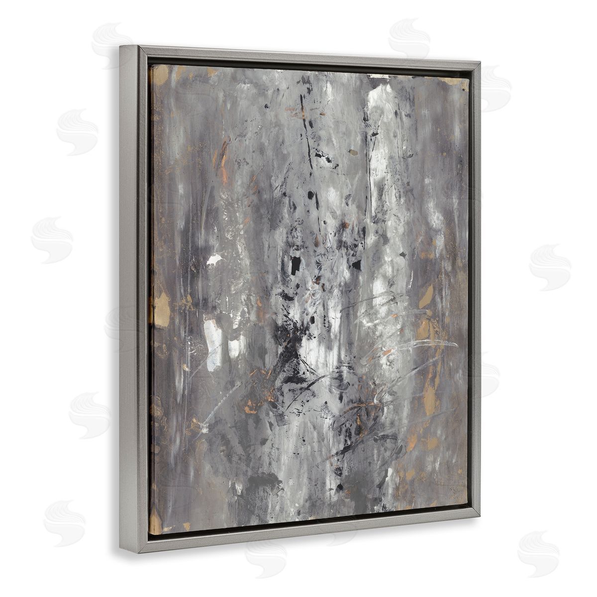 Joyce Combs Ancient Mark Inspired Abstraction Grey Brown Design Gray Floater Frame Canvas Art