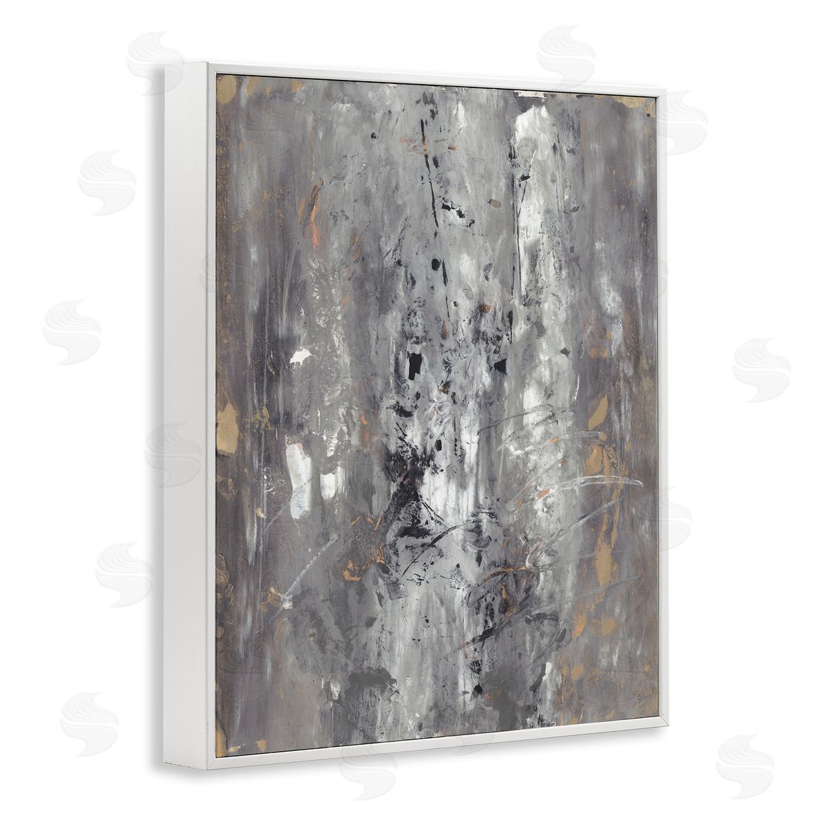 Joyce Combs Ancient Mark Inspired Abstraction Grey Brown Design White Framed Giclee Wall Art