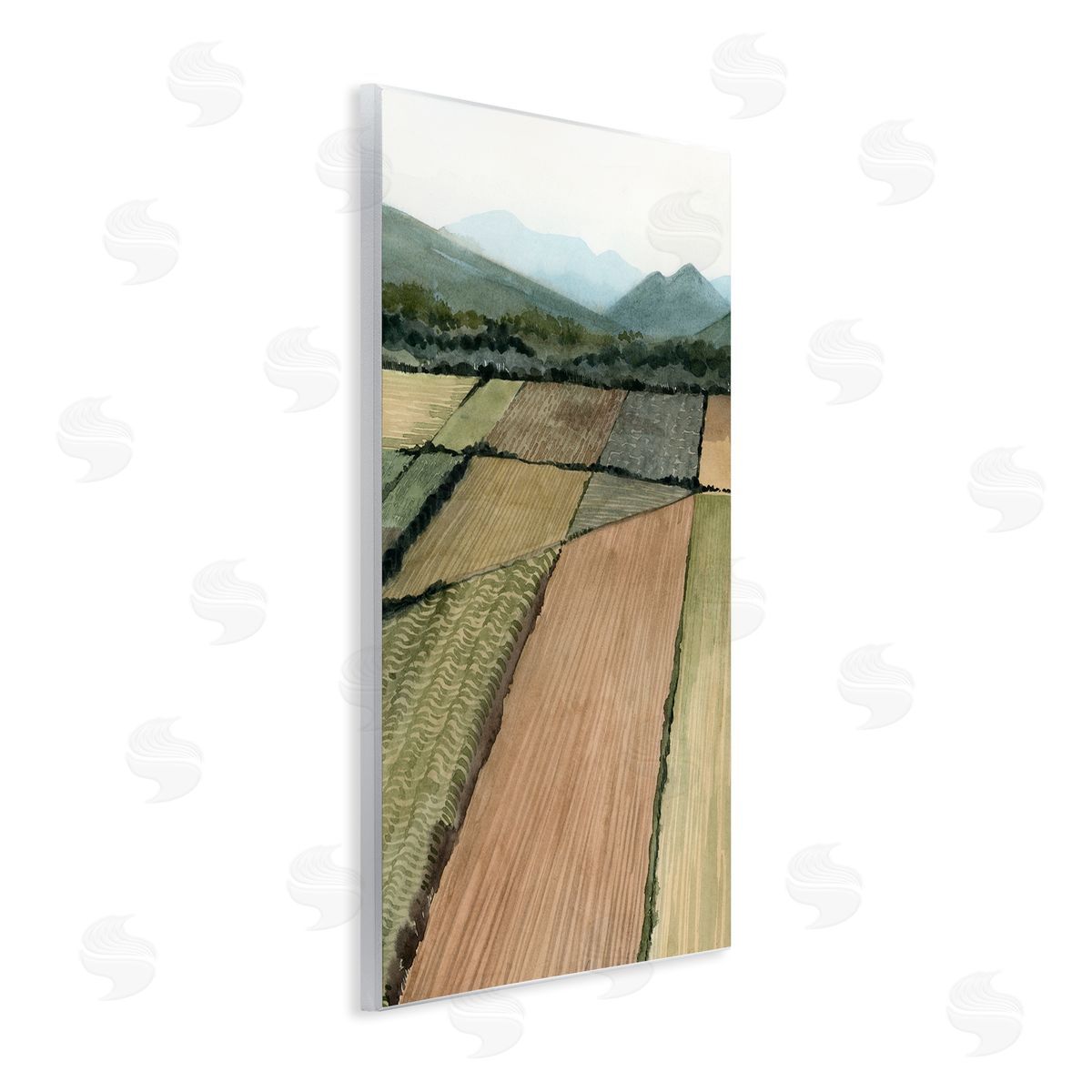 Grace Popp Countryside Crop Fields Green Mountain Landscape Wall Plaque Art
