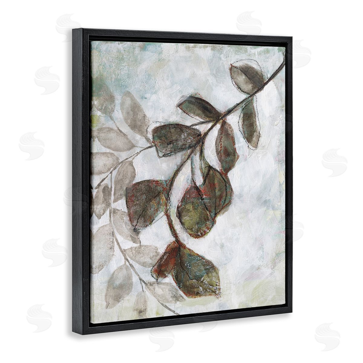 Jennifer Goldberger Fall Season Tree Branches Soft Sketch Leaves Black Floater Frame Canvas Art