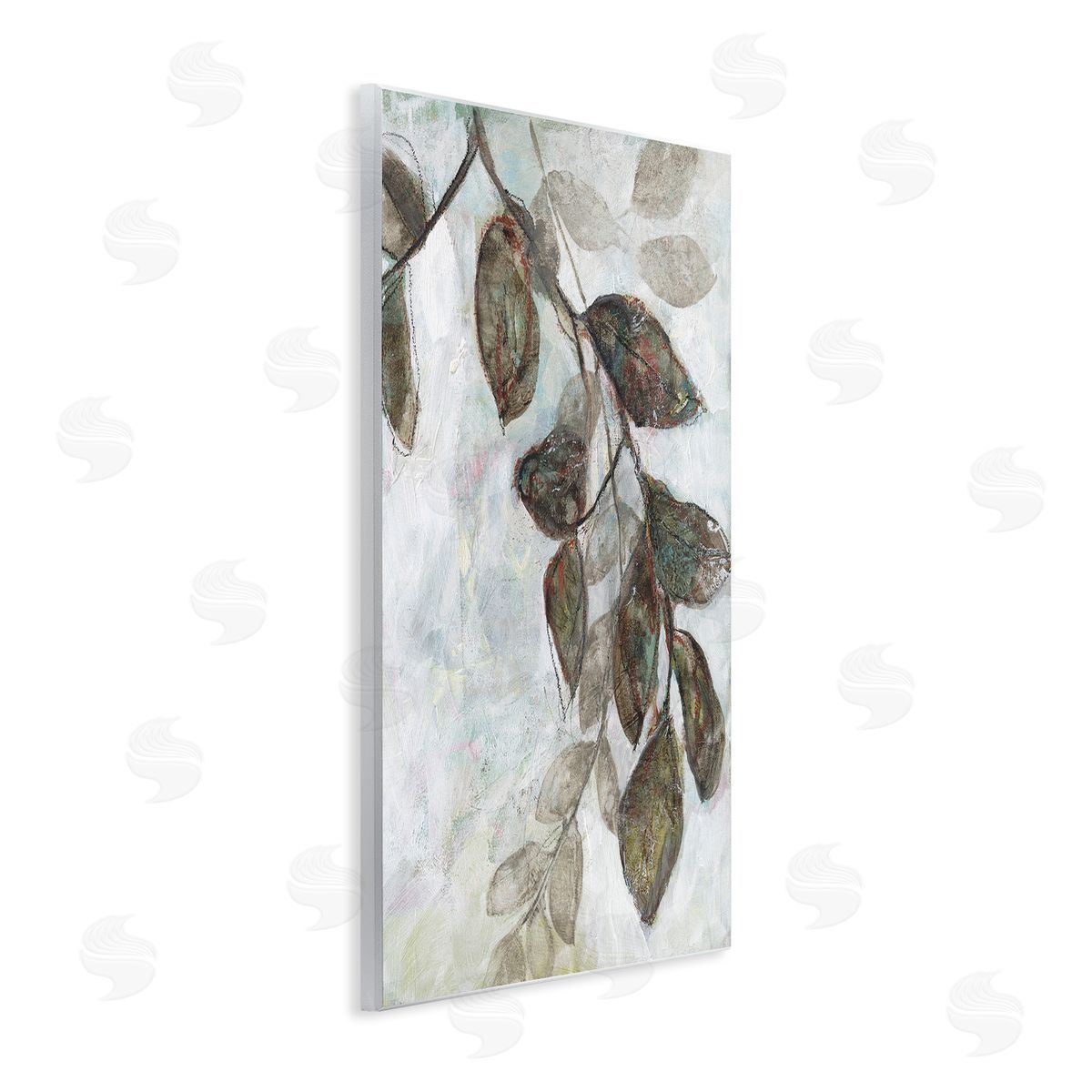 Jennifer Goldberger Dark Brown Tree Branches Abstract Sketch Leaves Wall Plaque Art