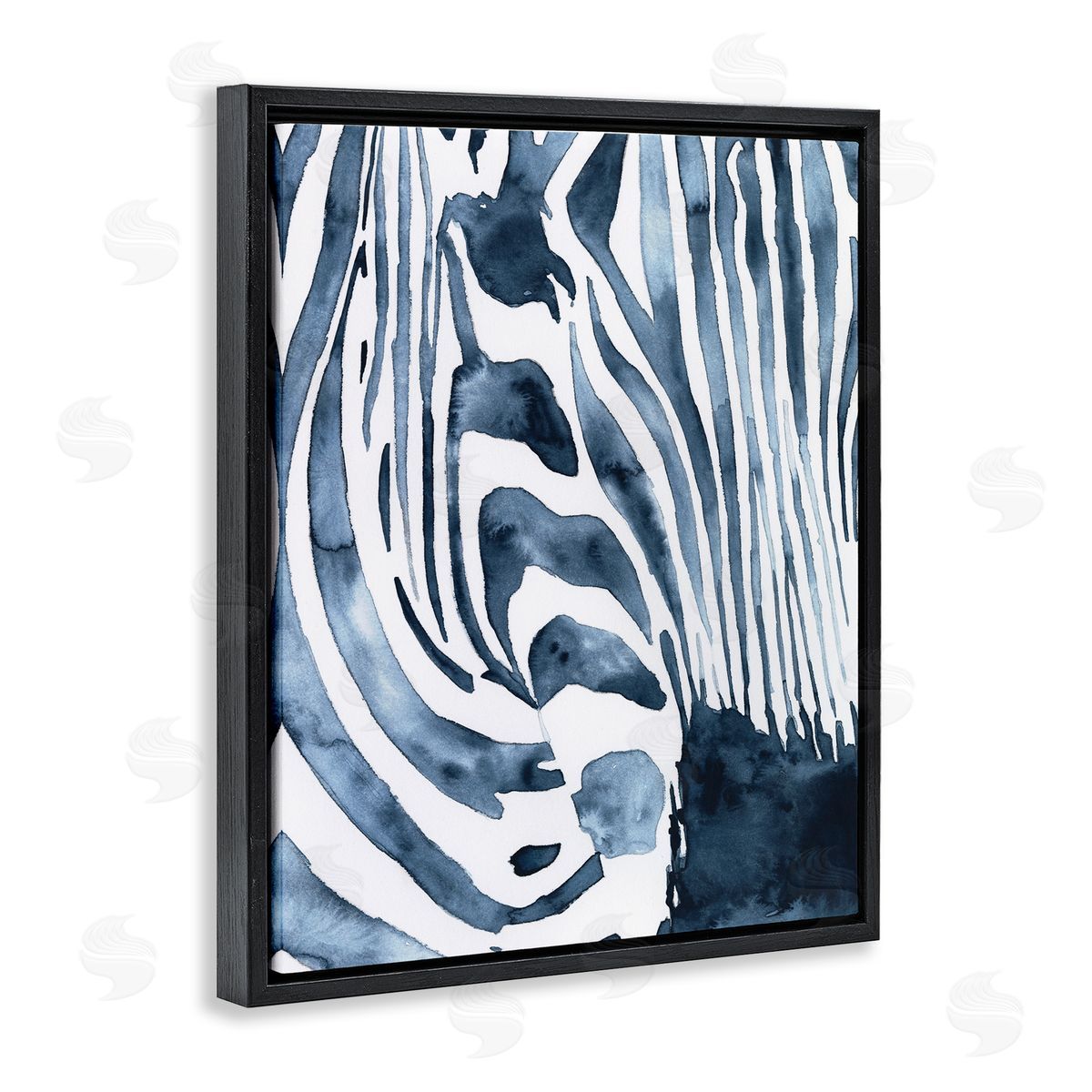 Victoria Borges Blue Zebra Stripes Animal Close-Up Portrait Black Floater Frame Canvas Art