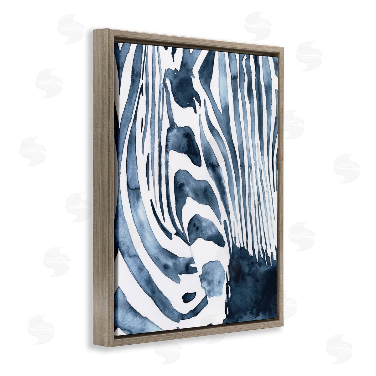 Victoria Borges Blue Zebra Stripes Animal Close-Up Portrait Brown Floater Frame Canvas Art