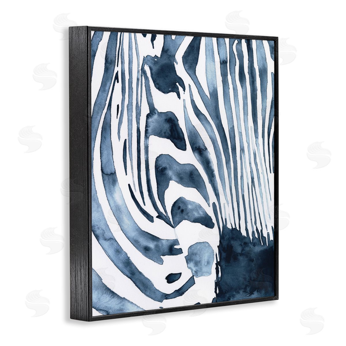 Victoria Borges Blue Zebra Stripes Animal Close-Up Portrait Black Framed Giclee Wall Art
