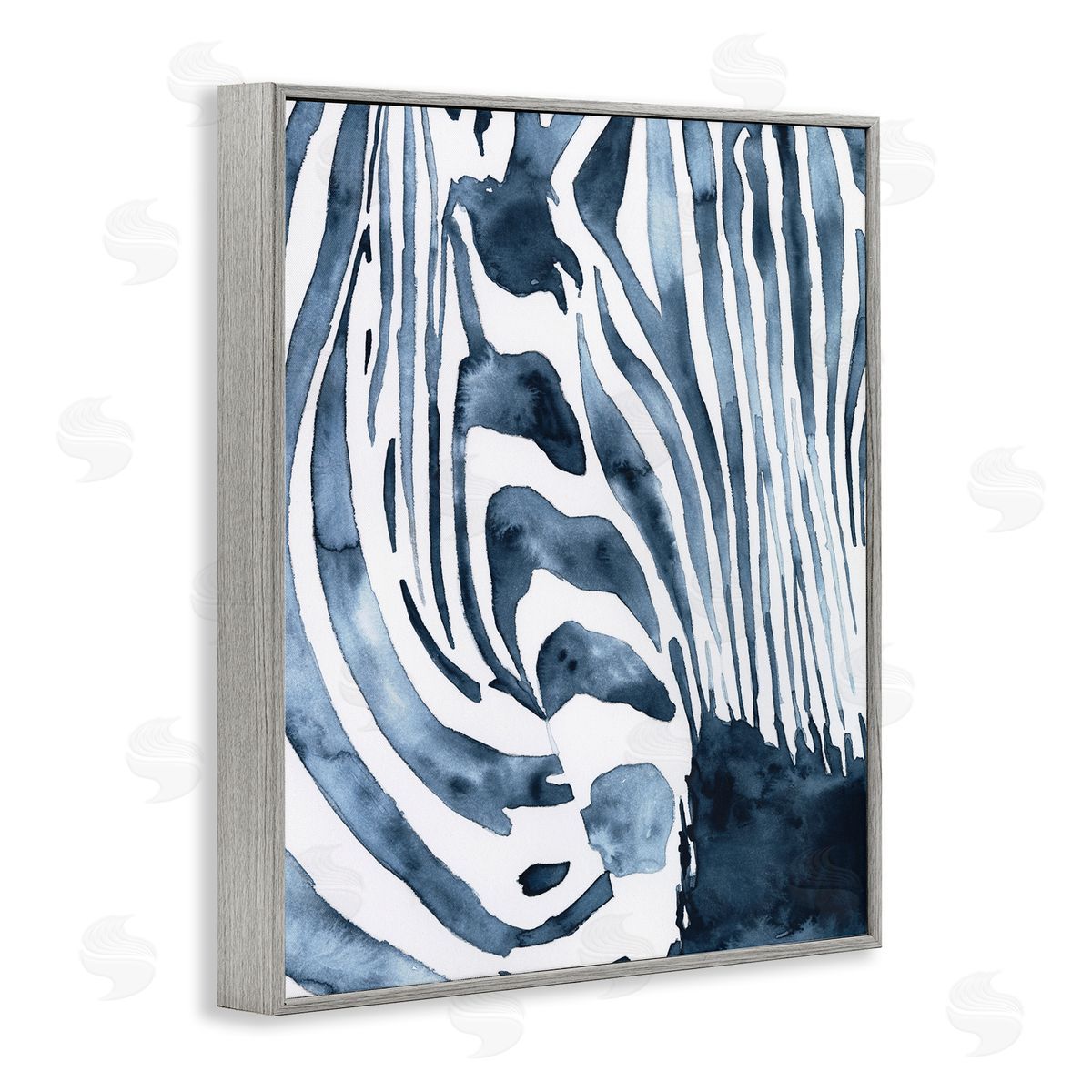 Victoria Borges Blue Zebra Stripes Animal Close-Up Portrait Gray Framed Giclee Wall Art