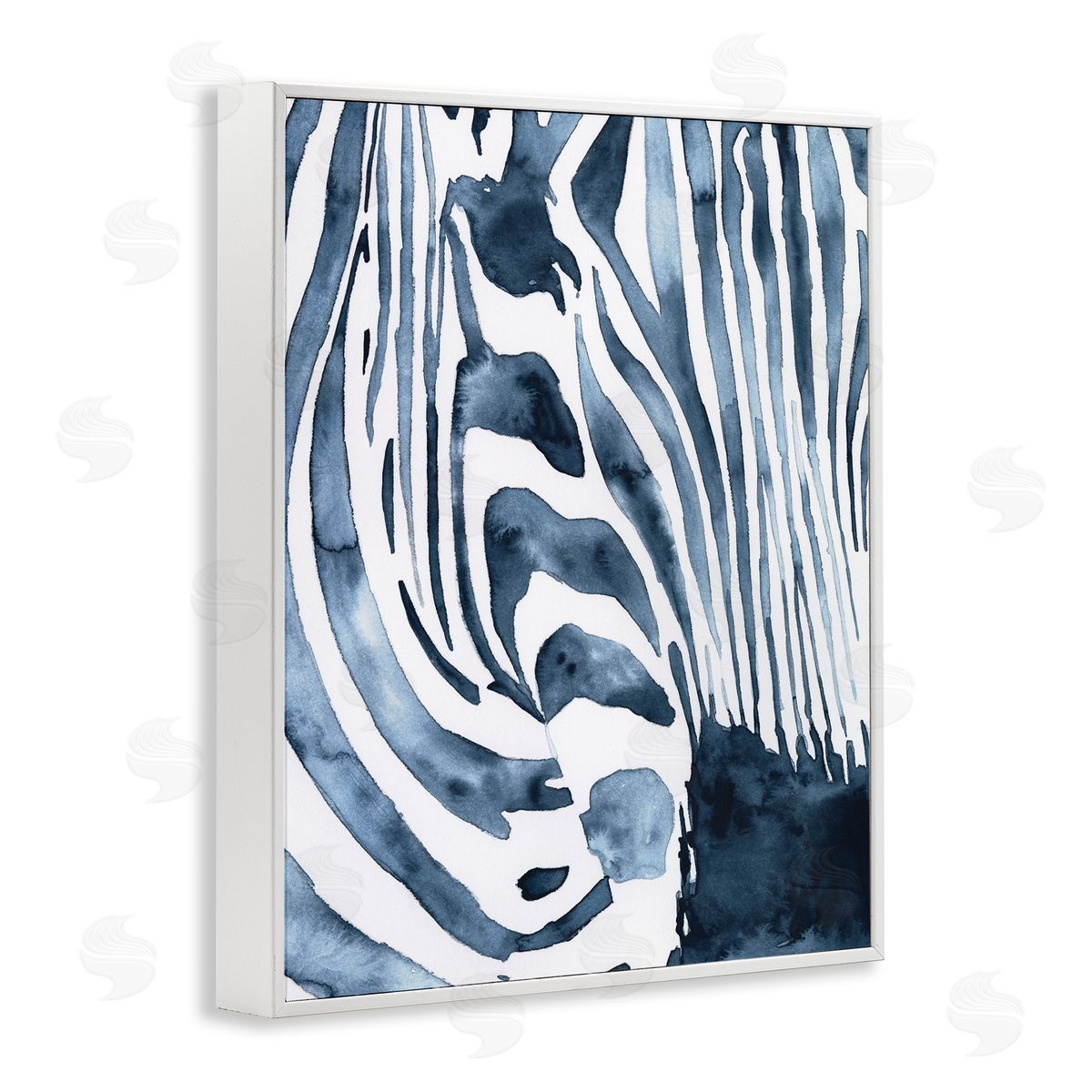 Victoria Borges Blue Zebra Stripes Animal Close-Up Portrait White Framed Giclee Wall Art