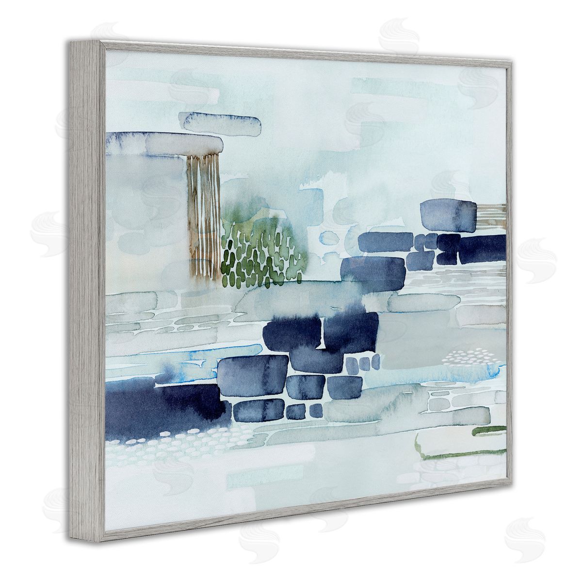 Grace Popp Modern Abstract Coastal Landscape Organic Blocks Gray Framed Giclee Wall Art