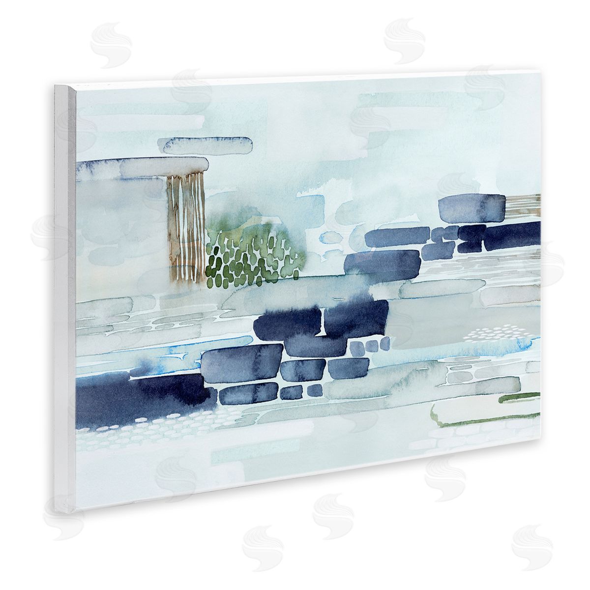 Grace Popp Modern Abstract Coastal Landscape Organic Blocks Wall Plaque Art