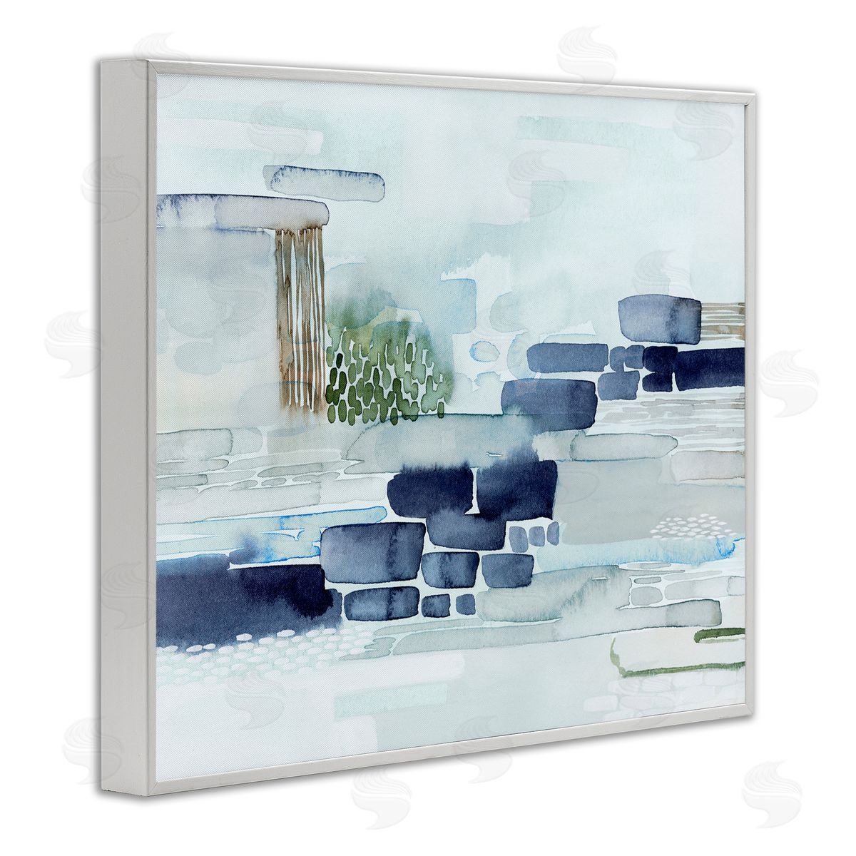 Grace Popp Modern Abstract Coastal Landscape Organic Blocks White Framed Giclee Wall Art