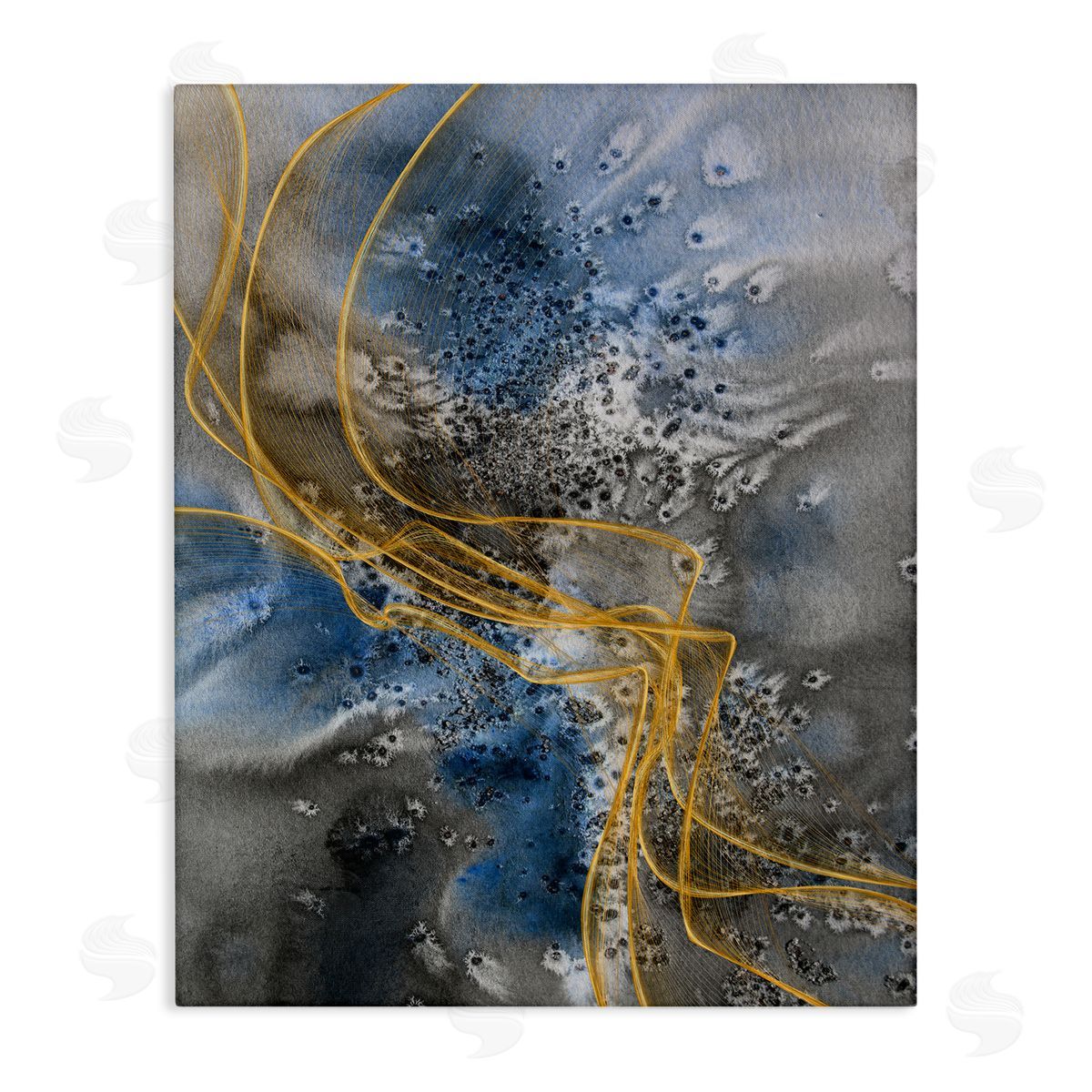 Irena Orlov Coastal Shore Inspired Abstract Design Blue Gray  Canvas Wall Art