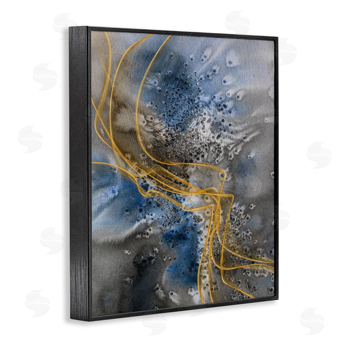 Irena Orlov Coastal Shore Inspired Abstract Design Blue Gray  Black Framed Giclee Wall Art