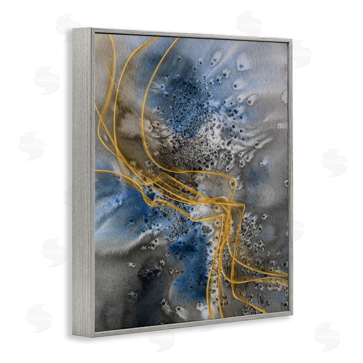 Irena Orlov Coastal Shore Inspired Abstract Design Blue Gray  Gray Framed Giclee Wall Art
