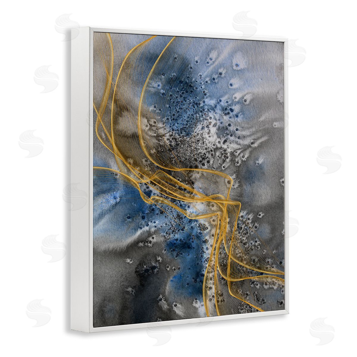 Irena Orlov Coastal Shore Inspired Abstract Design Blue Gray  White Framed Giclee Wall Art
