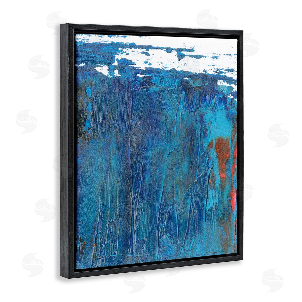 Melissa Wang Sea Wave Inspired Abstract Design Blue Red Black Floater Frame Canvas Art