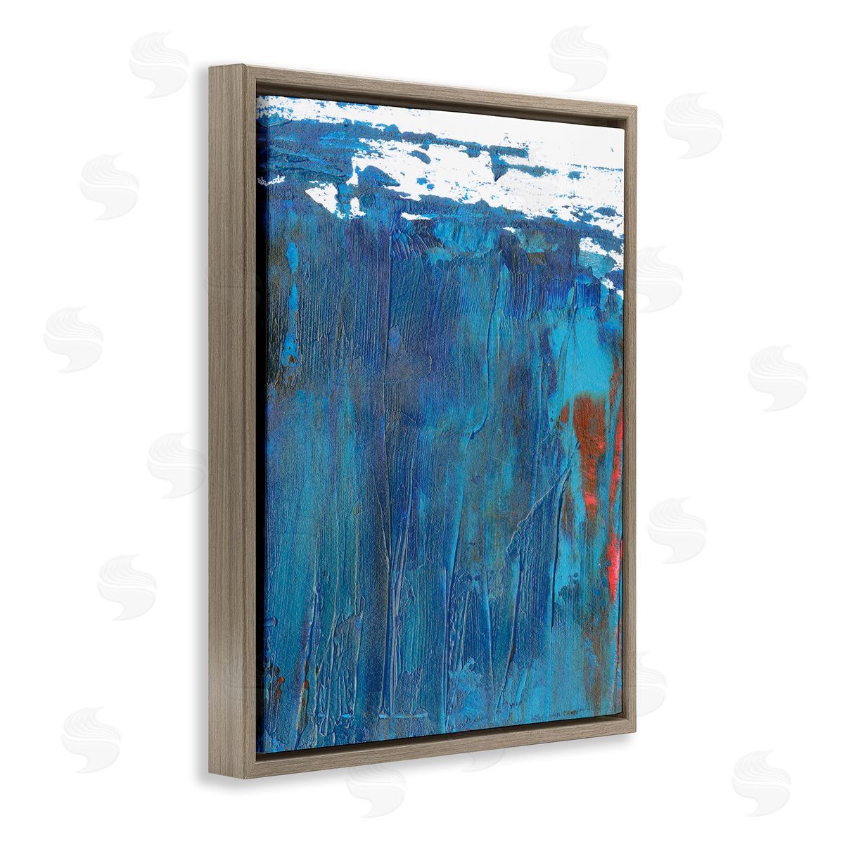 Melissa Wang Sea Wave Inspired Abstract Design Blue Red Brown Floater Frame Canvas Art