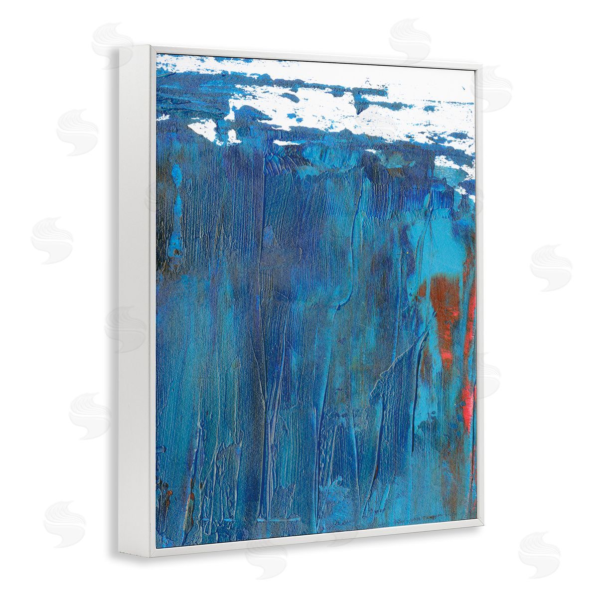 Melissa Wang Sea Wave Inspired Abstract Design Blue Red White Framed Giclee Wall Art