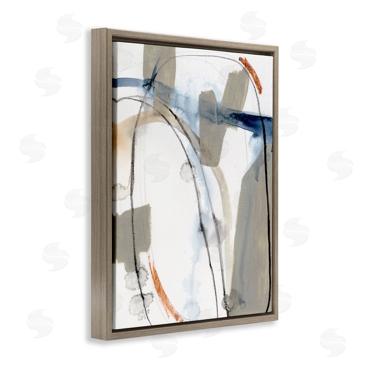 Victoria Barnes Sabine Inspired Abstract Design Expressive Organic Shapes Brown Floater Frame Canvas Art