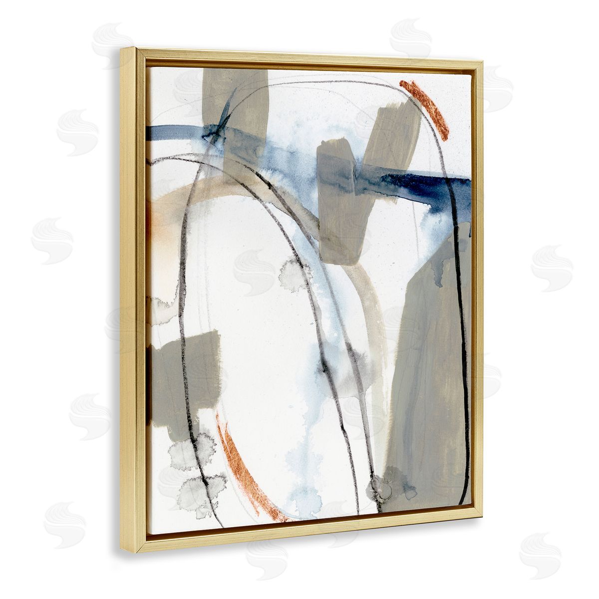 Victoria Barnes Sabine Inspired Abstract Design Expressive Organic Shapes Gold Floater Frame Canvas Art