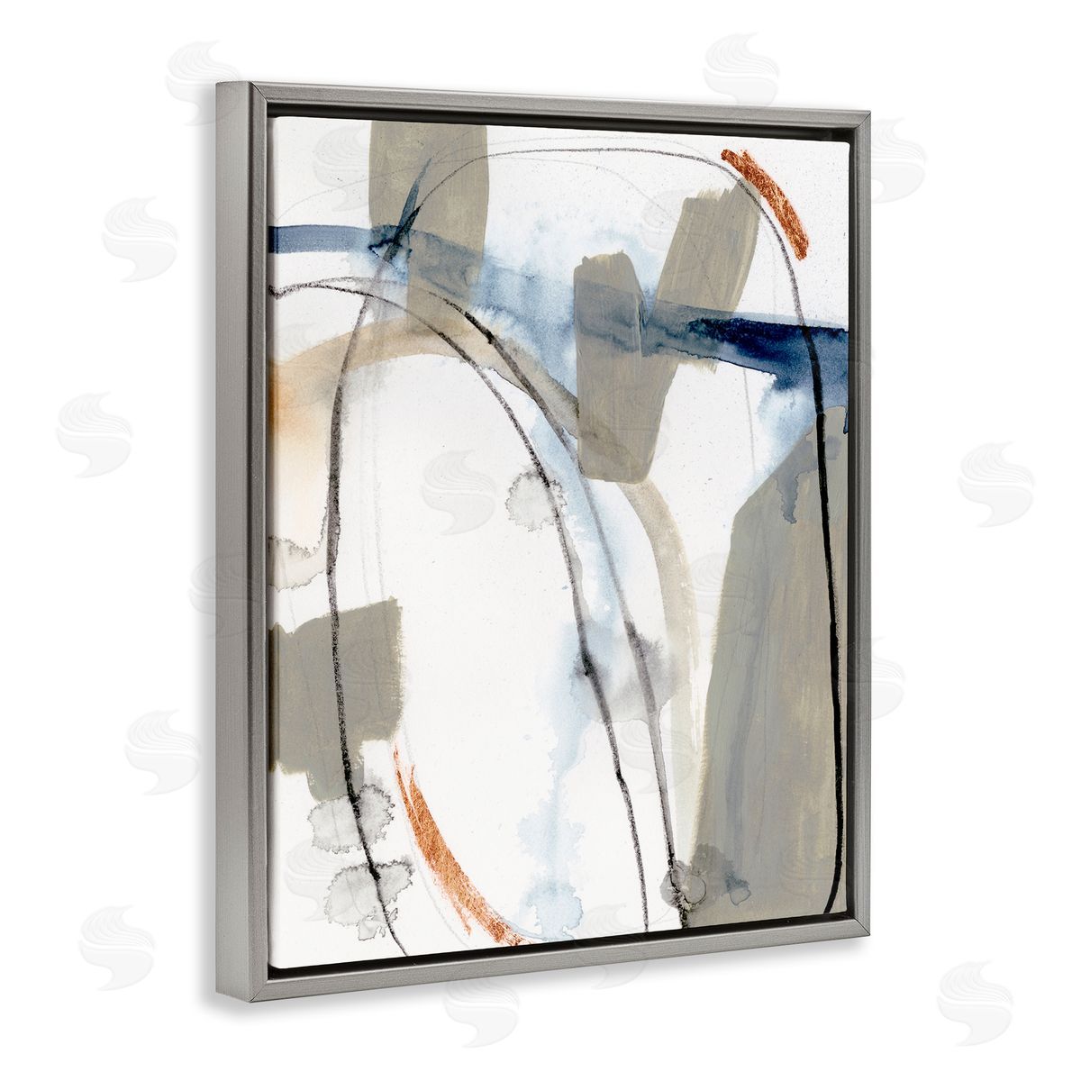 Victoria Barnes Sabine Inspired Abstract Design Expressive Organic Shapes Gray Floater Frame Canvas Art