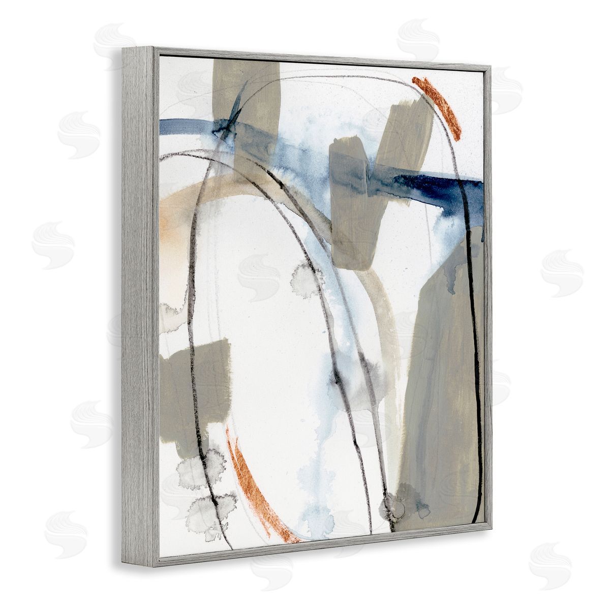 Victoria Barnes Sabine Inspired Abstract Design Expressive Organic Shapes Gray Framed Giclee Wall Art