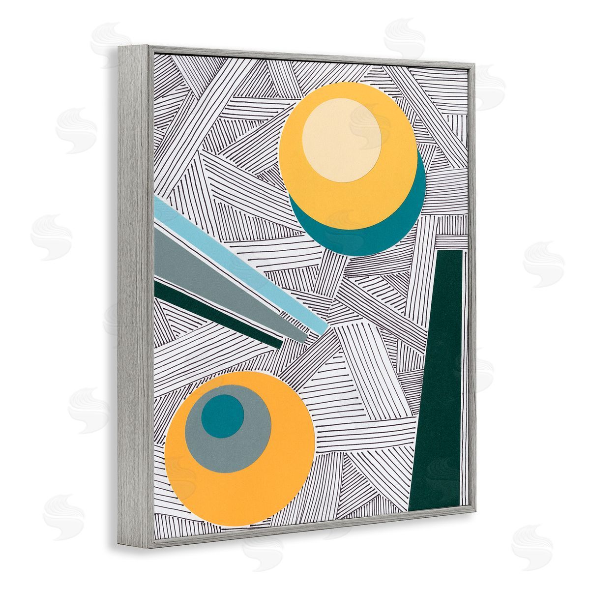 Regina Moore Modern Geometric Abstraction Asymmetrical Circles Gray Framed Giclee Wall Art