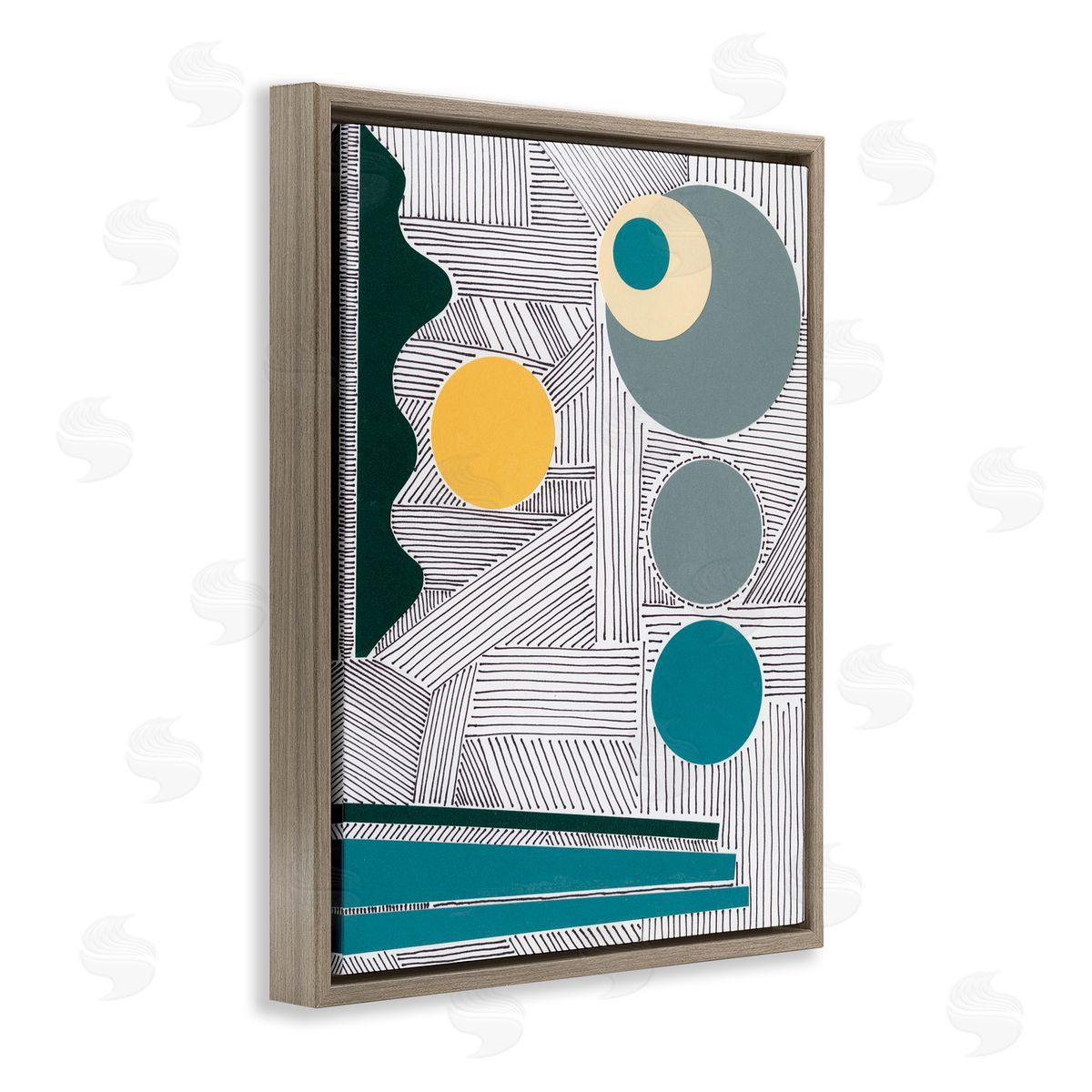 Regina Moore Geometric and Line Abstraction Modern Circular Shapes Brown Floater Frame Canvas Art