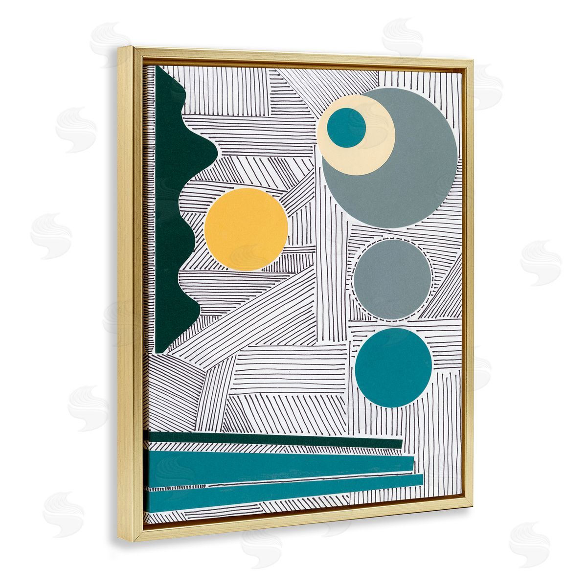 Regina Moore Geometric and Line Abstraction Modern Circular Shapes Gold Floater Frame Canvas Art