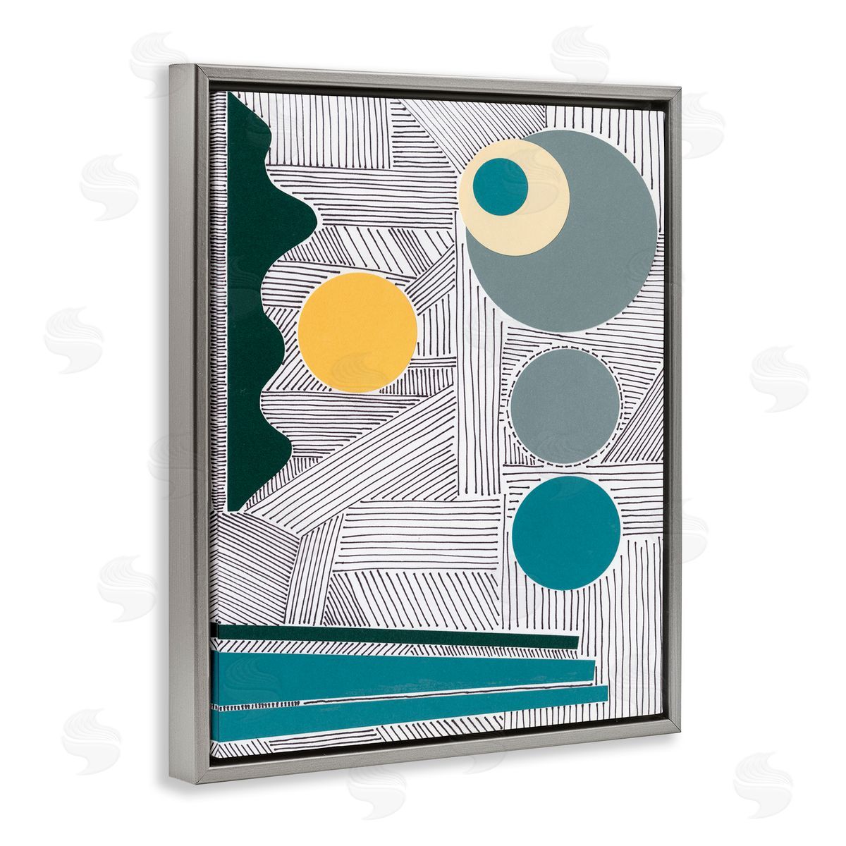 Regina Moore Geometric and Line Abstraction Modern Circular Shapes Gray Floater Frame Canvas Art