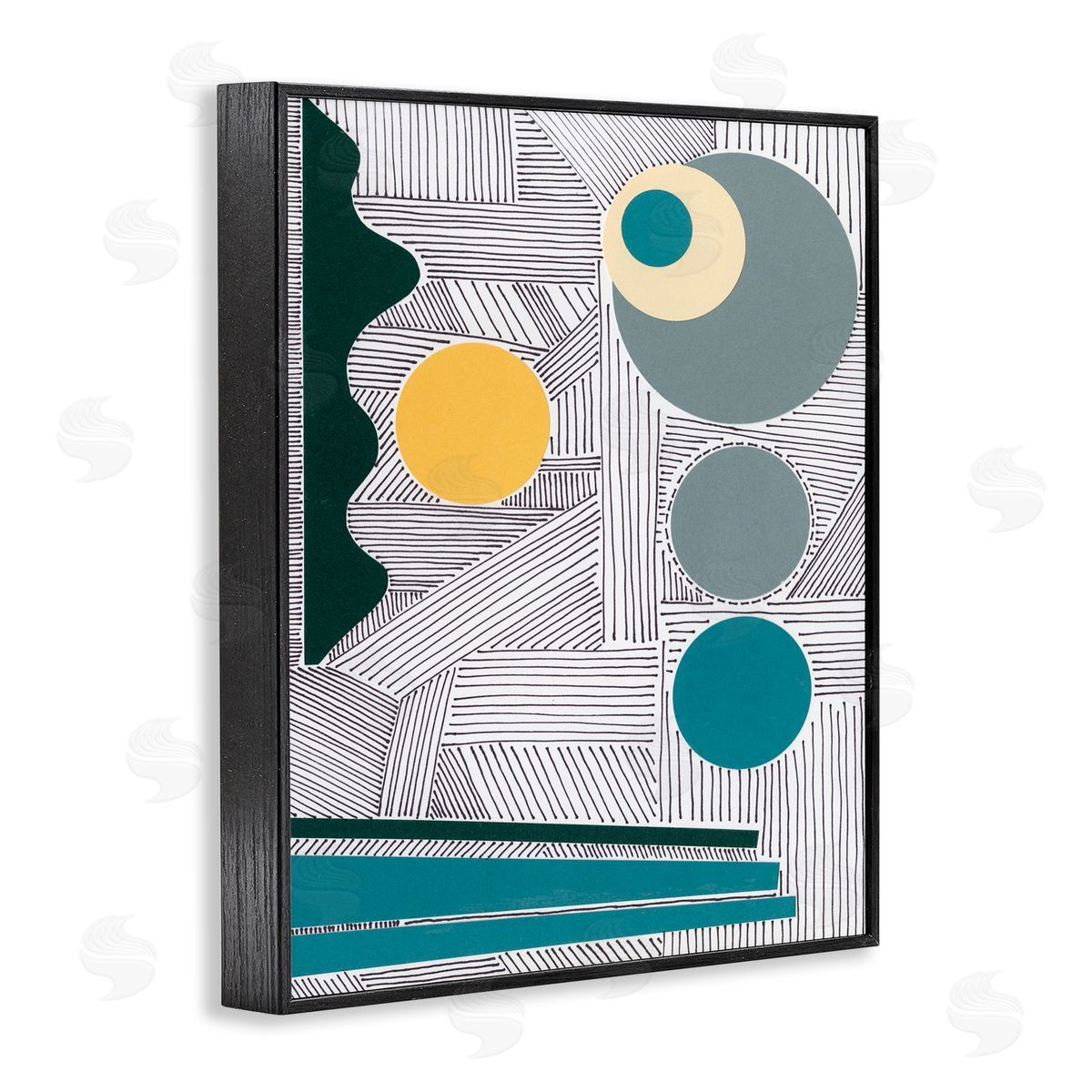 Regina Moore Geometric and Line Abstraction Modern Circular Shapes Black Framed Giclee Wall Art