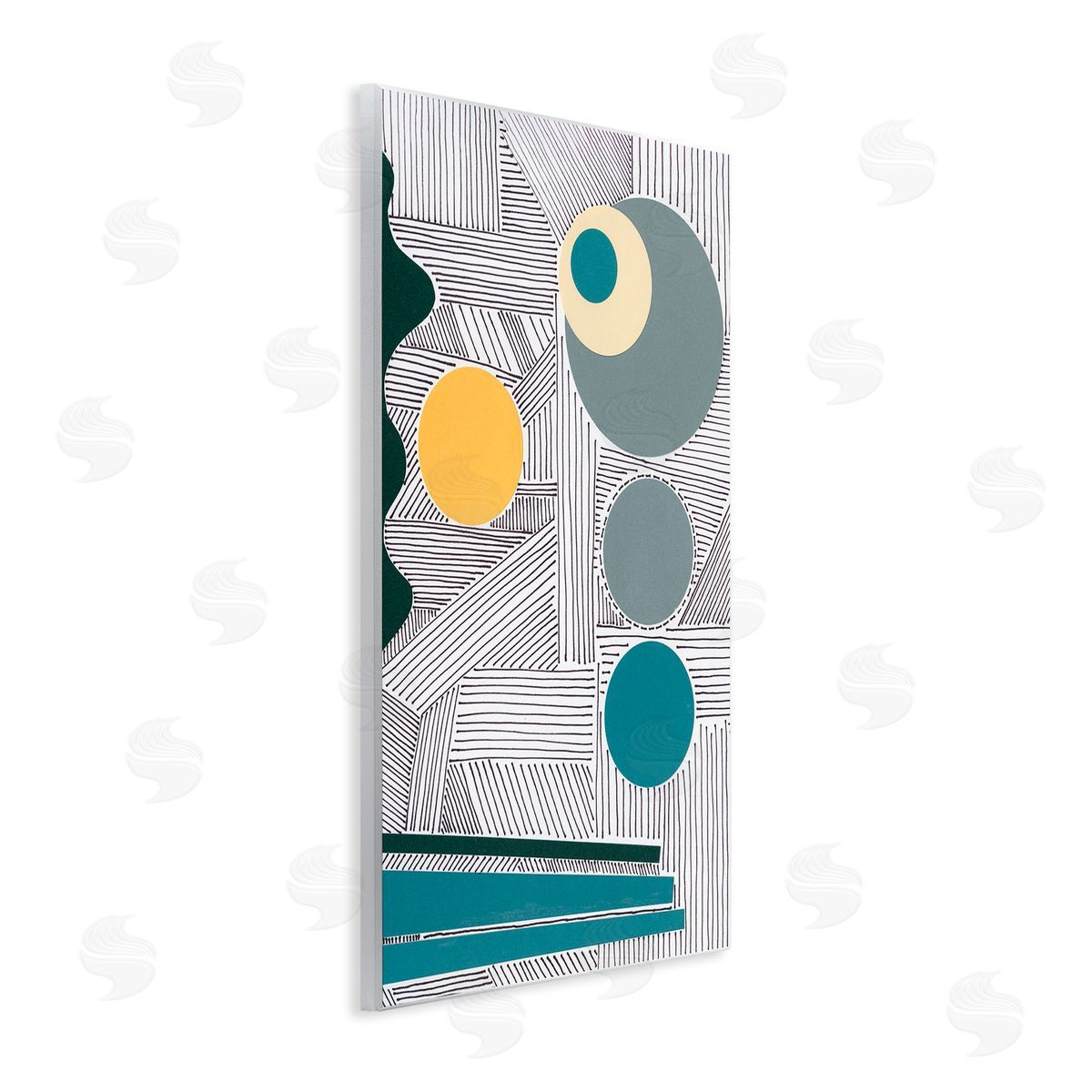 Regina Moore Geometric and Line Abstraction Modern Circular Shapes Wall Plaque Art