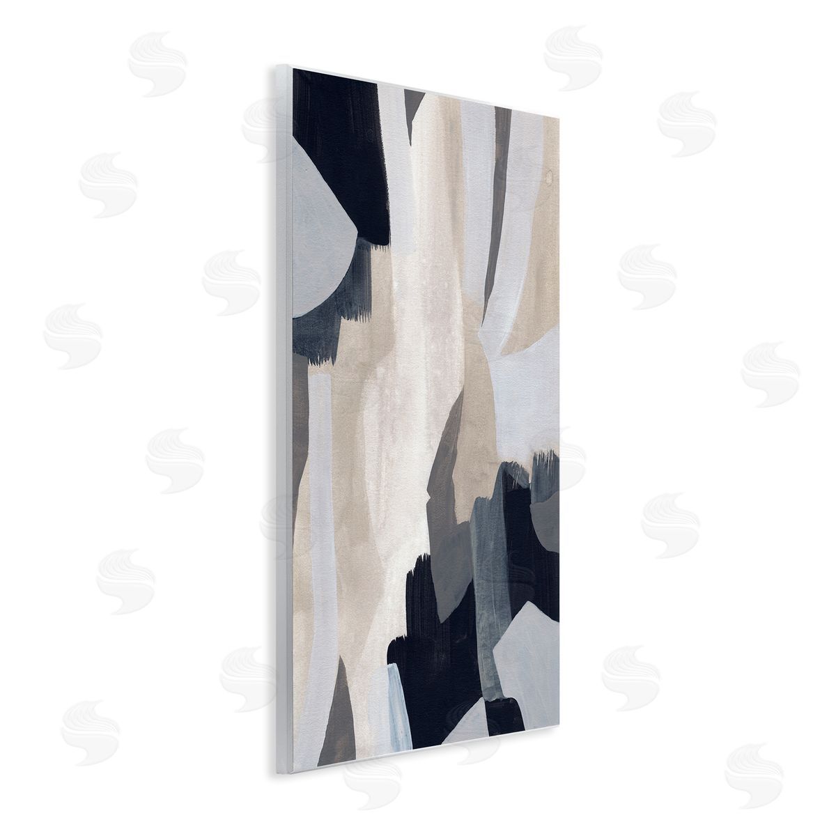 June Erica Vess Layered Organic Abstract Shapes Blue Beige Wall Plaque Art
