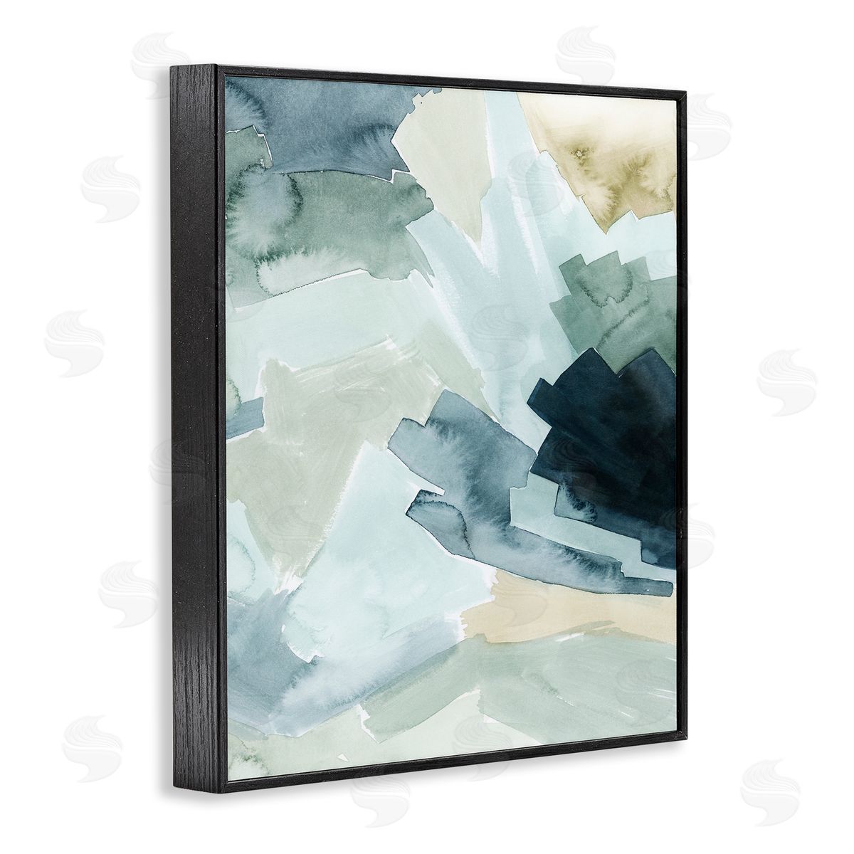 Grace Popp Shaded Forest Abstract Landscape Green Blue Design Black Framed Giclee Wall Art