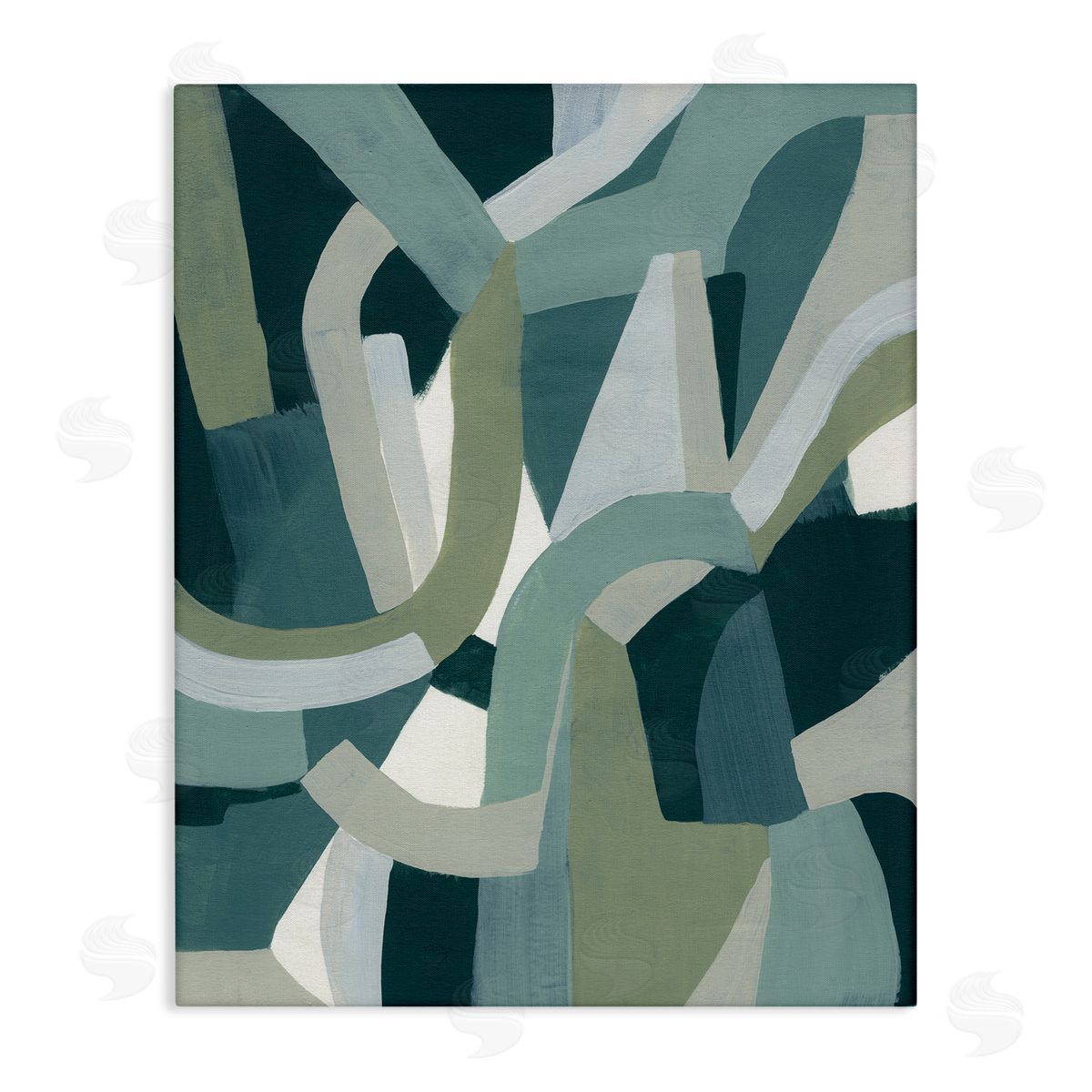 June Erica Vess Abstract Jigsaw Shapes Layered Green Limestone Canvas Wall Art