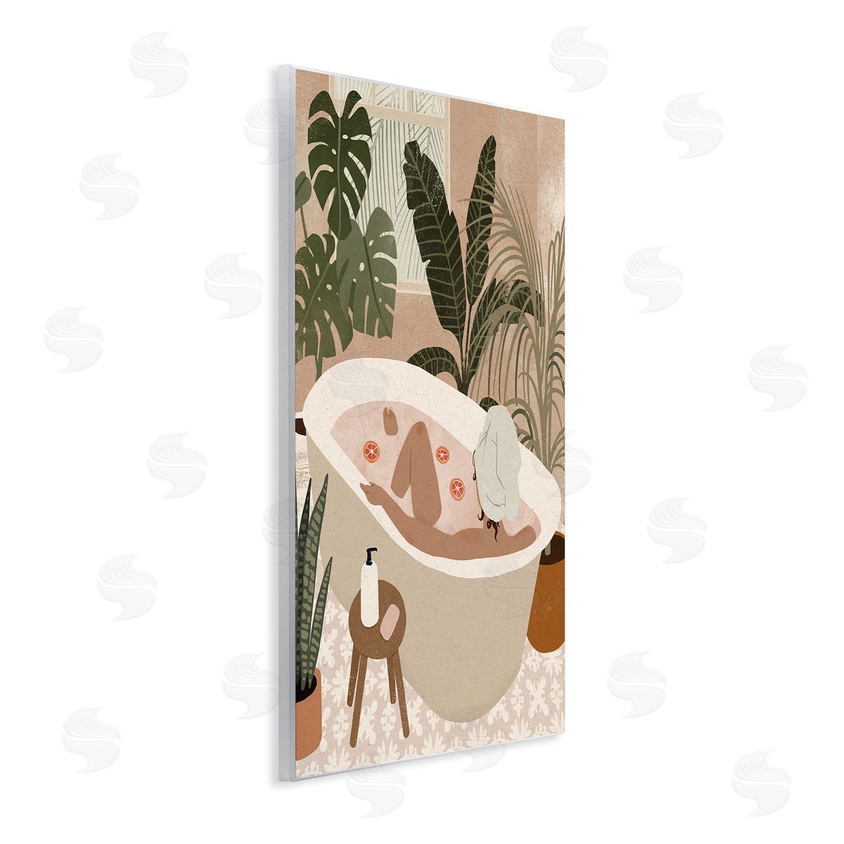 Victoria Barnes Female Fruit Bath Tropical Palm Plants Wall Plaque Art