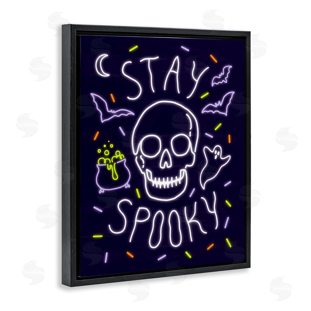 Victoria Barnes Stay Spooky Quote Halloween Theme Skeleton Black Floater Frame Canvas Art