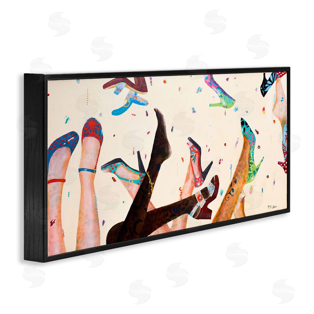 Pamela K. Beer Feet Throwing Heels Female Fashion Fun Black Framed Giclee Wall Art