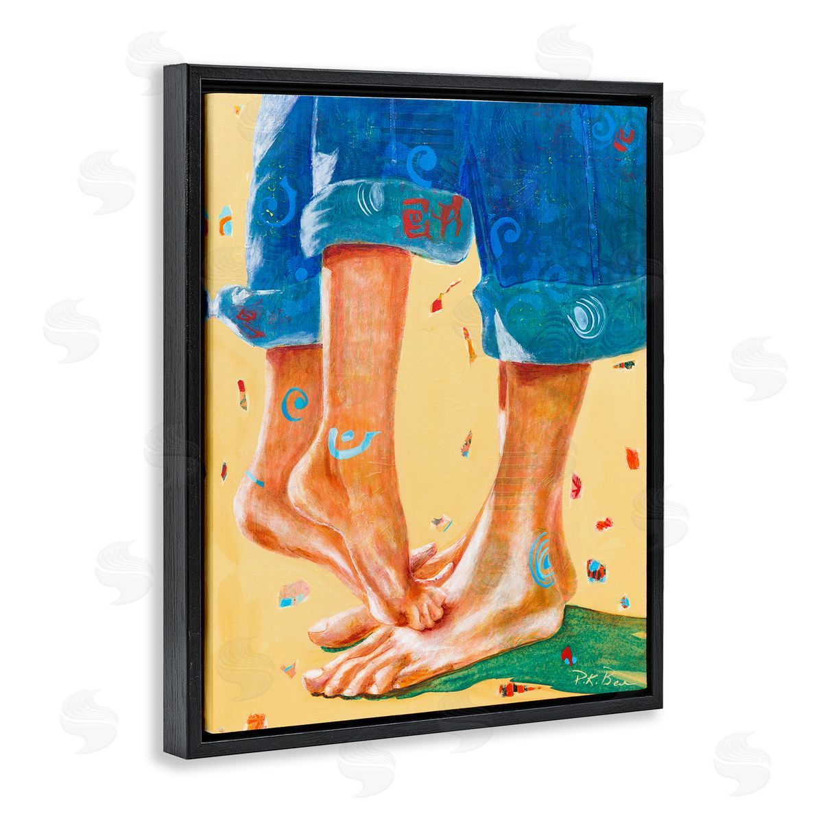 Pamela K. Beer Standing On Tiptoes Dancing in Cuffed Jeans Black Floater Frame Canvas Art
