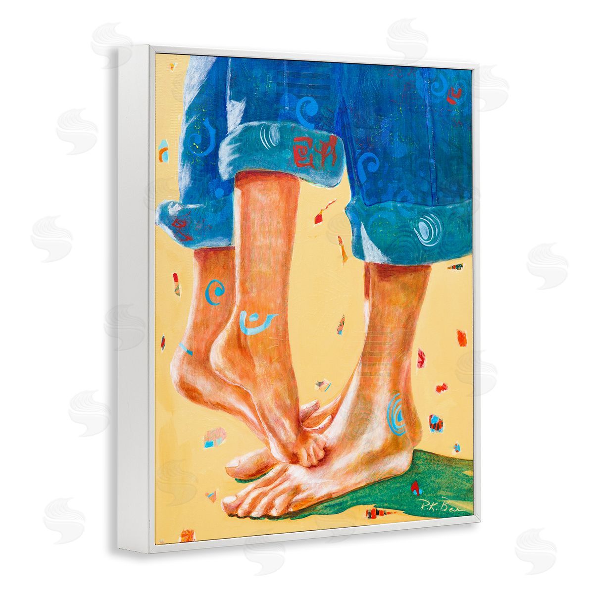 Pamela K. Beer Standing On Tiptoes Dancing in Cuffed Jeans White Framed Giclee Wall Art