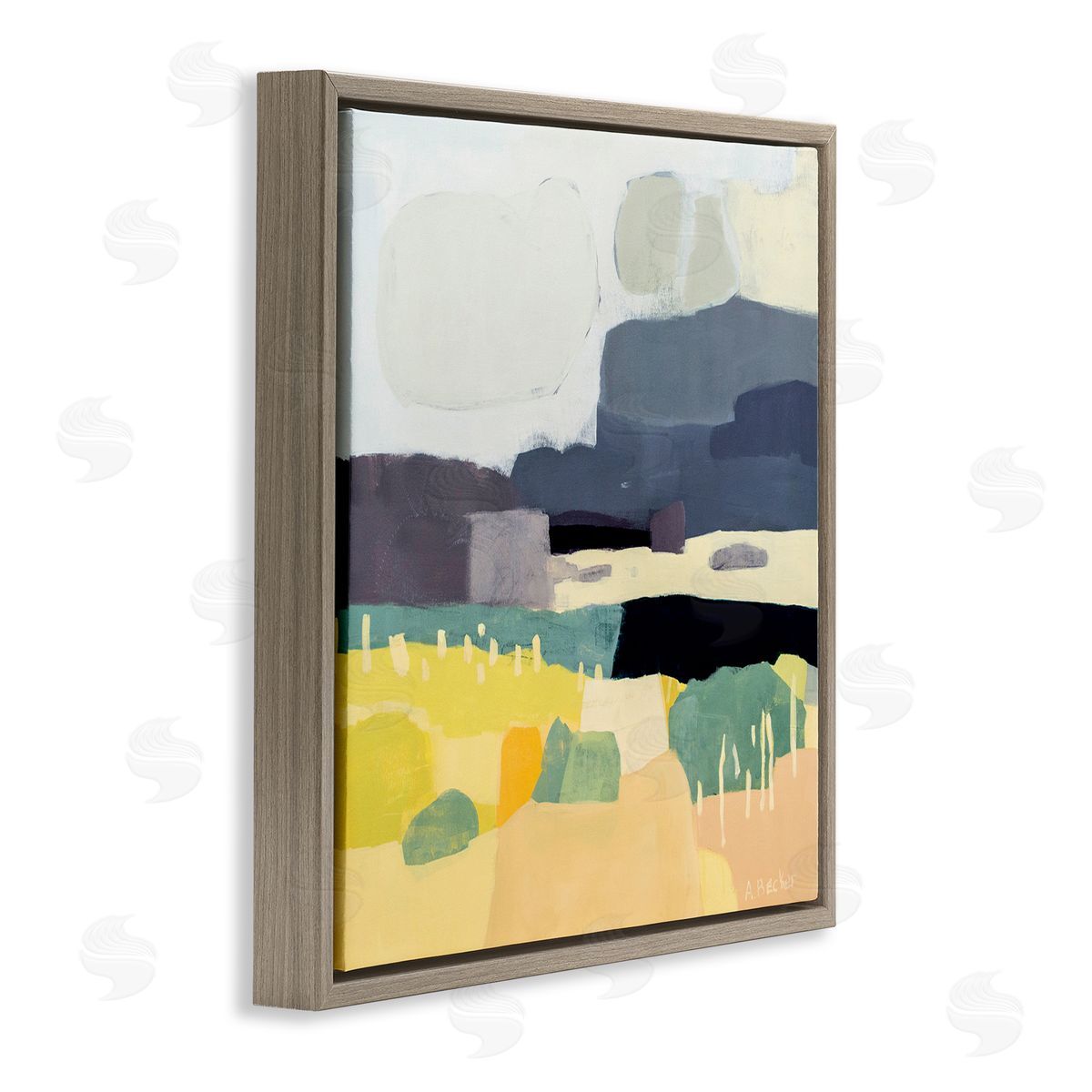 Anne Becker Dessert Afternoon Landscape Expressive Abstract Canyon Brown Floater Frame Canvas Art